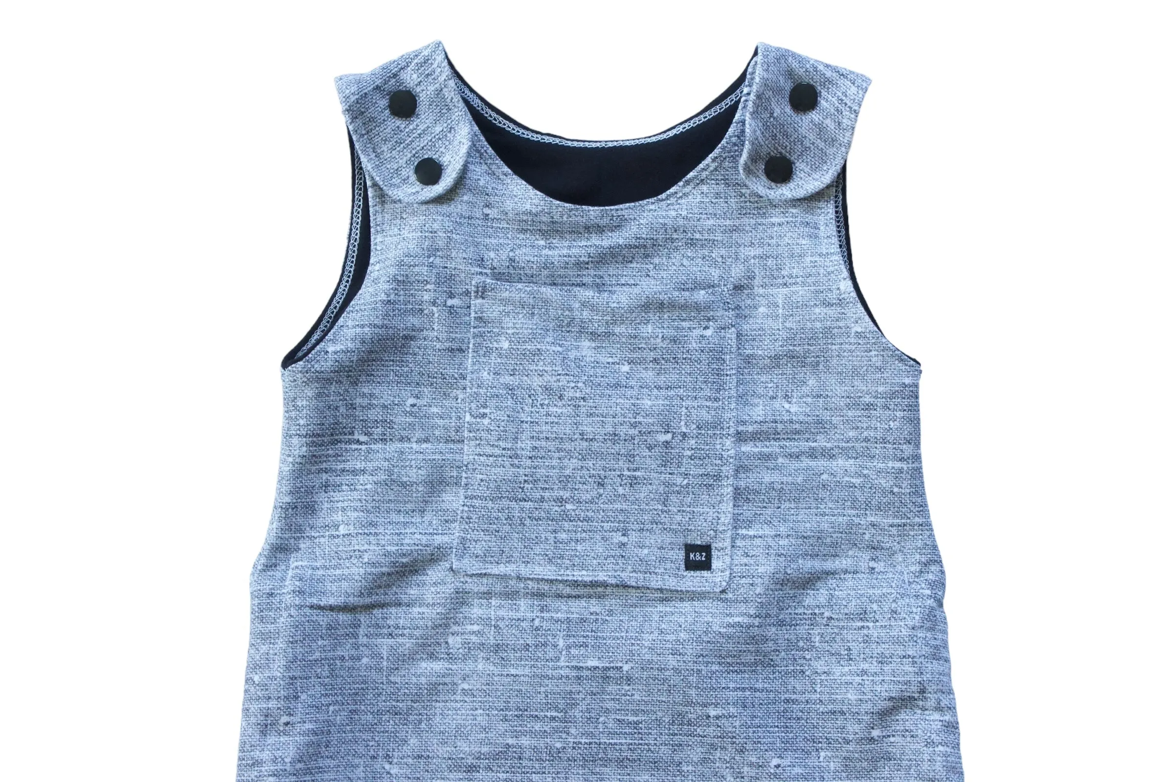 1-3y Light Grey Denim Look Overall Shorts Romper - Grow With Me