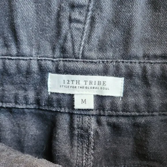 12th Tribe Runaway Girl Distressed Denim Overalls Black Cotton Blend