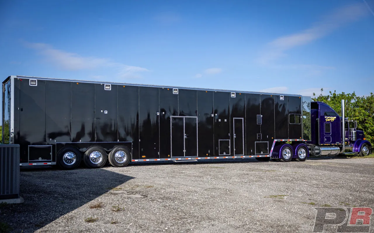 2004 Competition 56' Hydraulic Liftgate Race Trailer and 2004 Kenworth W900 Semi Combo For Sale
