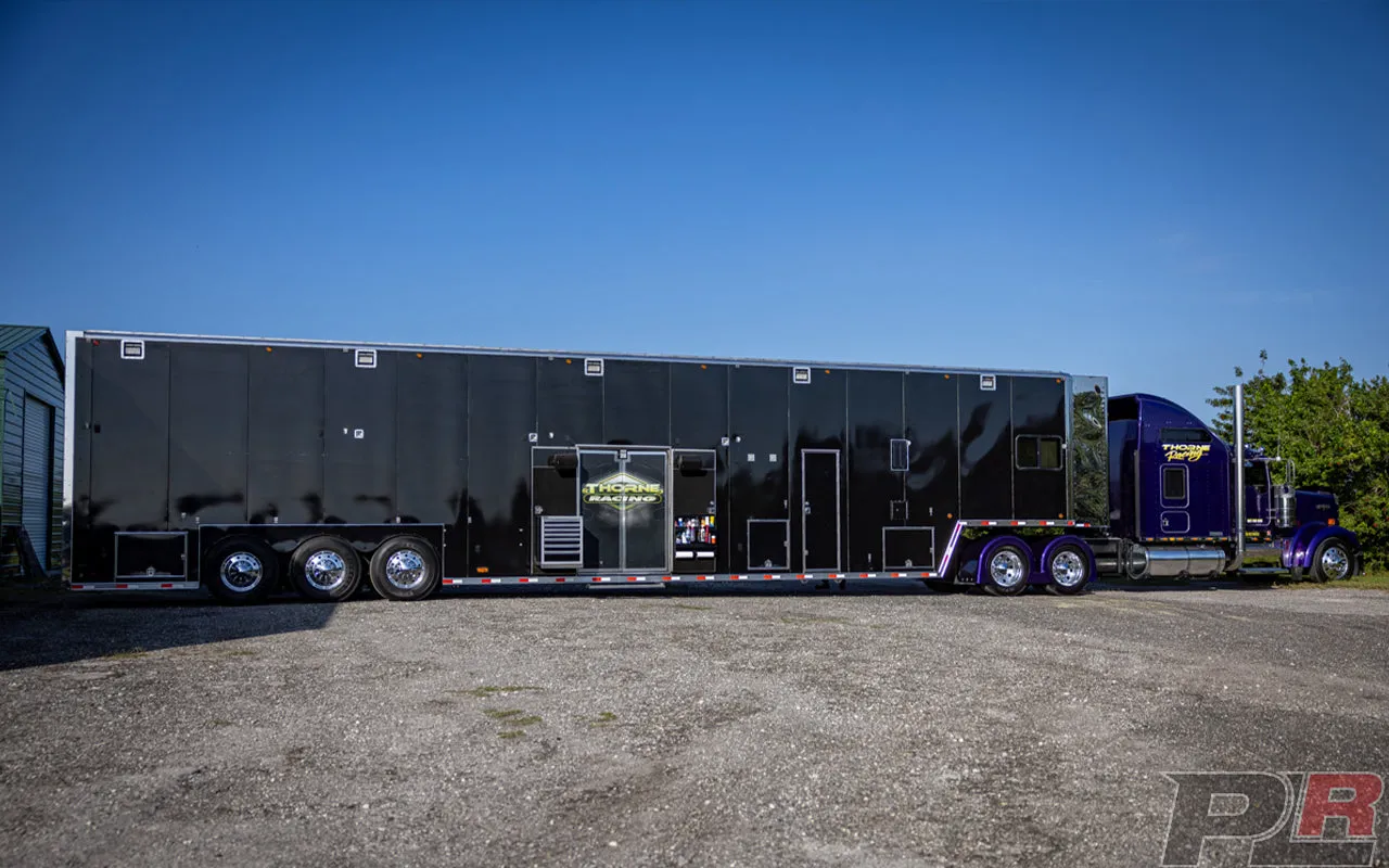2004 Competition 56' Hydraulic Liftgate Race Trailer and 2004 Kenworth W900 Semi Combo For Sale