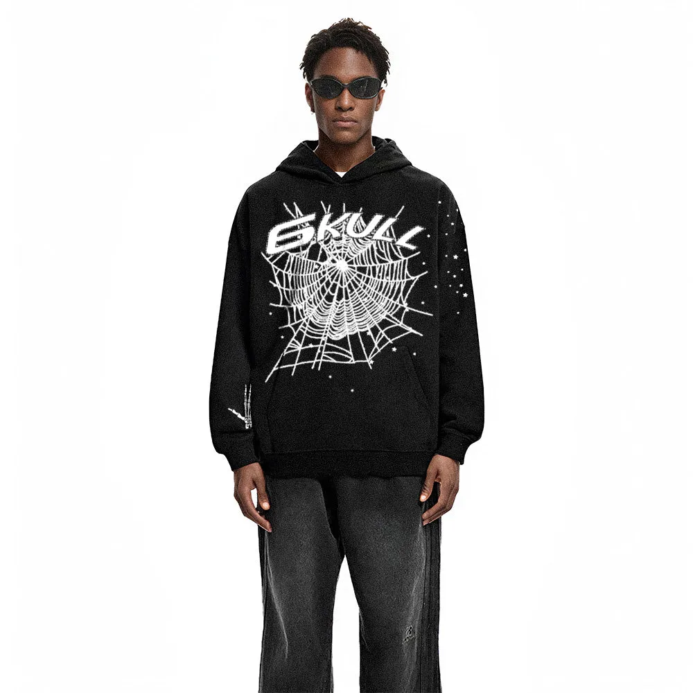 6Kull Dark Spider Web Skeleton Hoodie