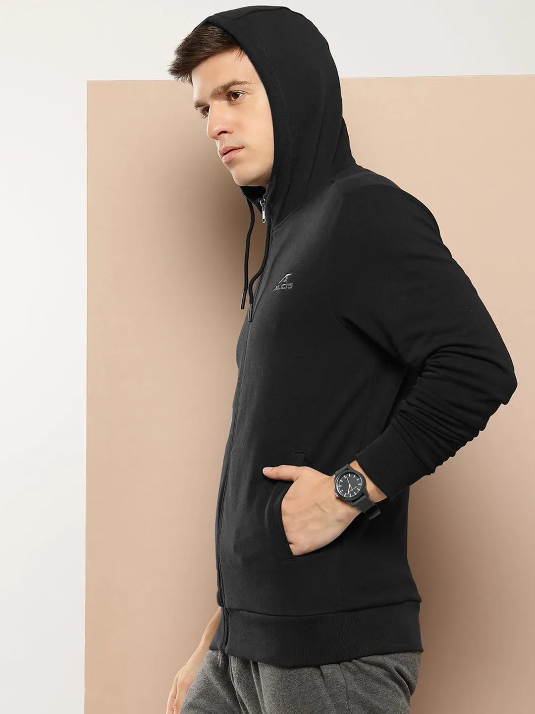 Alcis Men Solid Black Sweatshirts