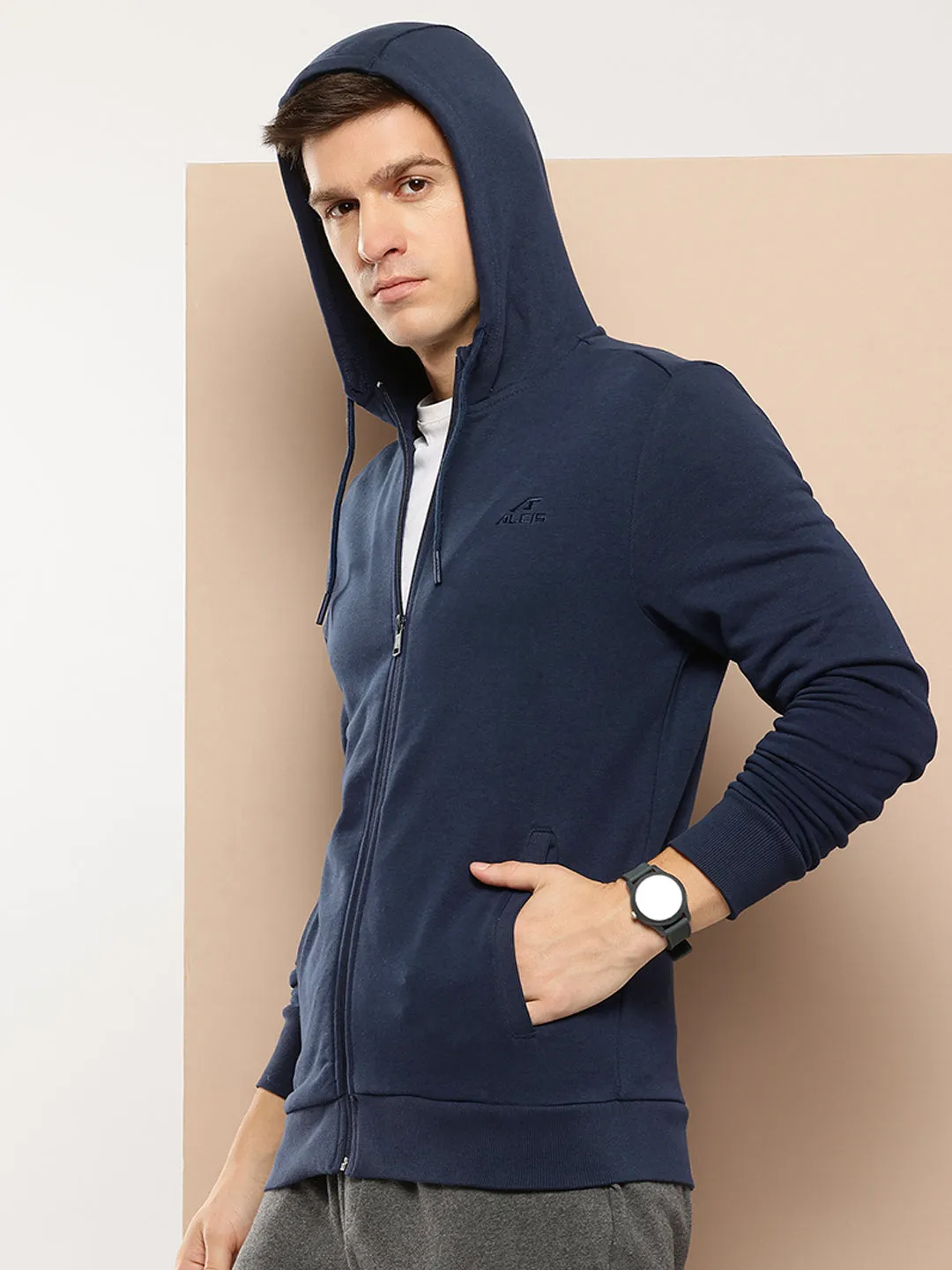 Alcis Men Solid Navy Blue Sweatshirts