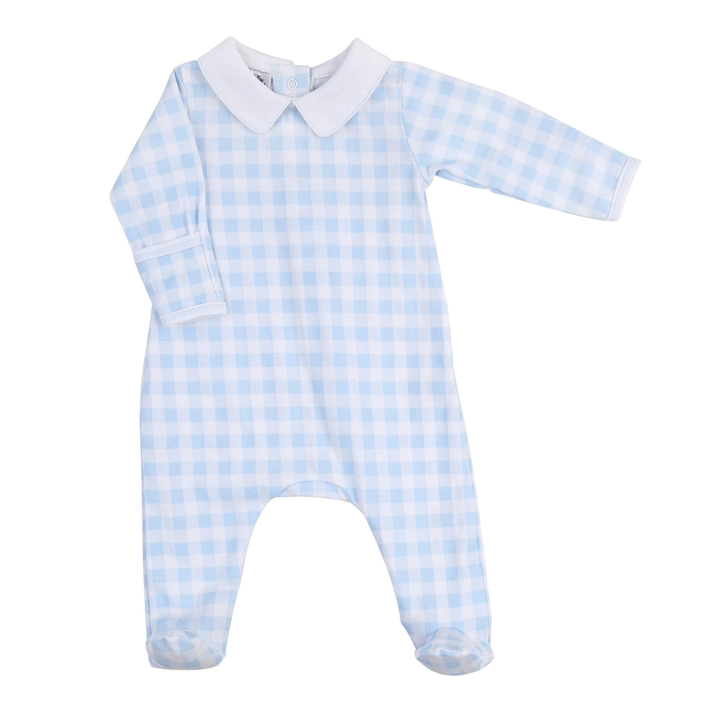 Baby Checks Collared Footie - Pink or Blue