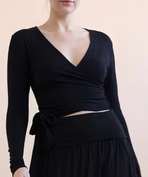 BAMBOO long sleeve crop wrap top