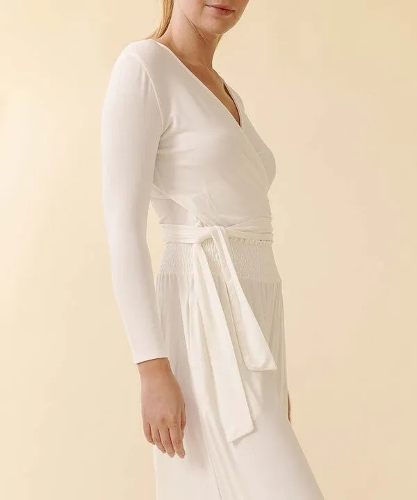 BAMBOO long sleeve crop wrap top