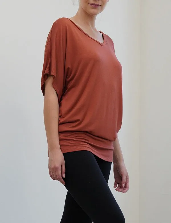 BAMBOO side ruched tunic top