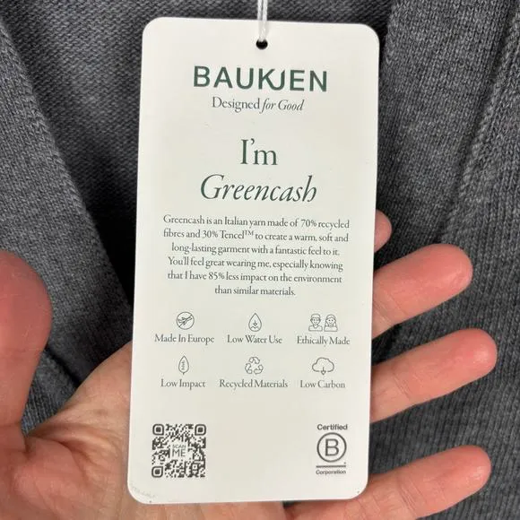 Baukjen NEW Diem Greencash Gray Cardigan Sweater v-neck UK 18/ US 14 boxy
