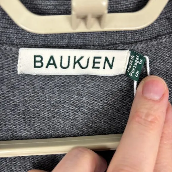 Baukjen NEW Diem Greencash Gray Cardigan Sweater v-neck UK 18/ US 14 boxy