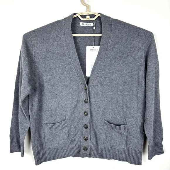 Baukjen NEW Diem Greencash Gray Cardigan Sweater v-neck UK 18/ US 14 boxy