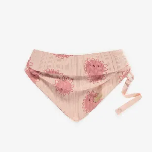 Bavoir rose à motifs en coton, naissance || Pink patterned bib in cotton, newborn