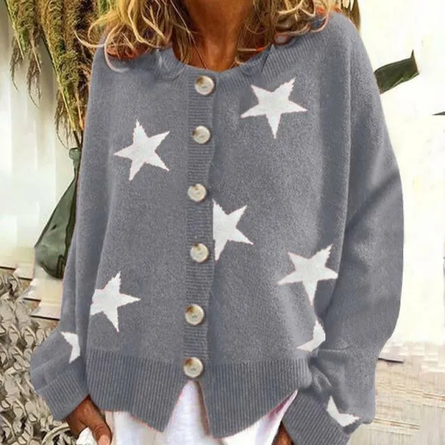 BerryBetty - Fashion Star Print Cardigan