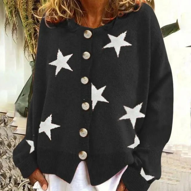 BerryBetty - Fashion Star Print Cardigan