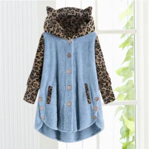 BerryBetty - Leopard Patchwork Cat Ears Coat