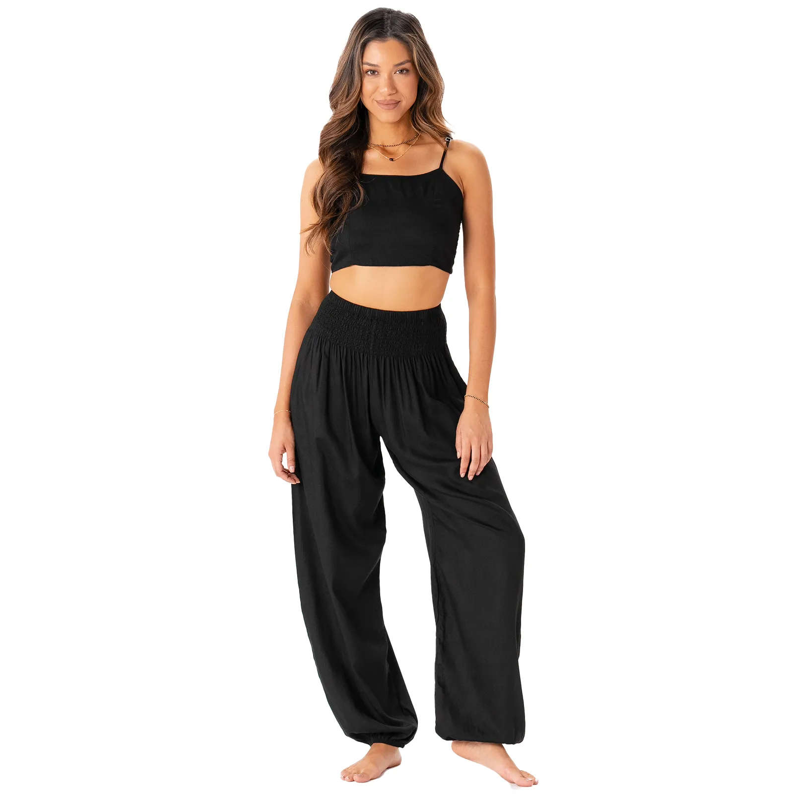 Black Harem Pants   Oasis Crop Top Set