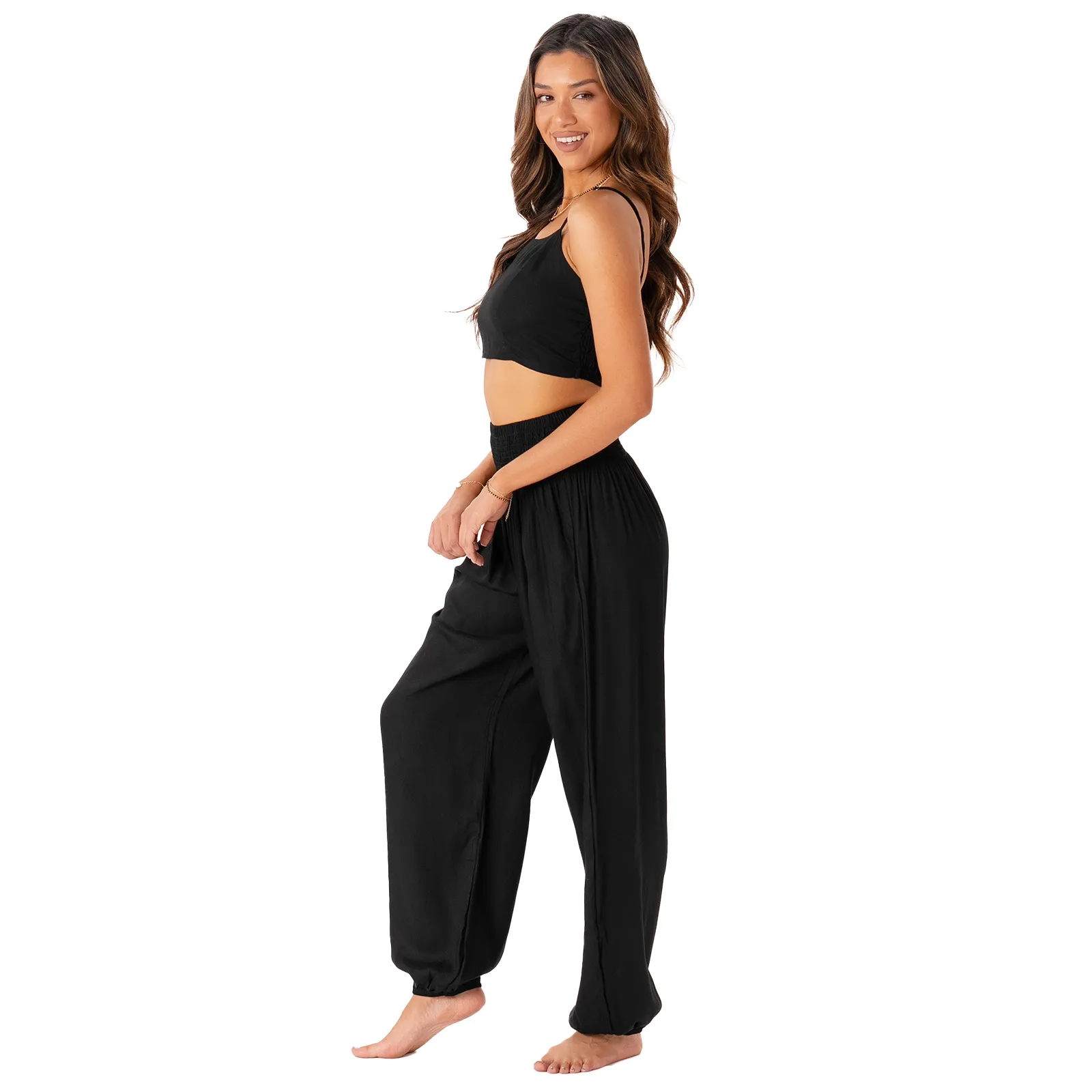 Black Harem Pants   Oasis Crop Top Set