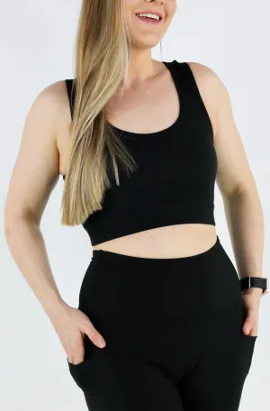 Black - Hybrid - Reversible Crop Top