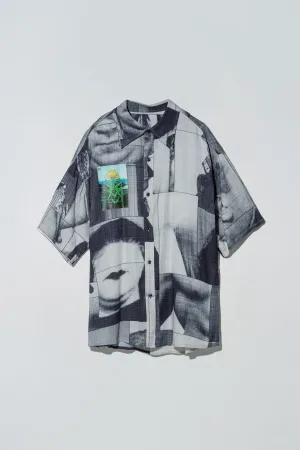 Black List Print Dazed Shirt Grey