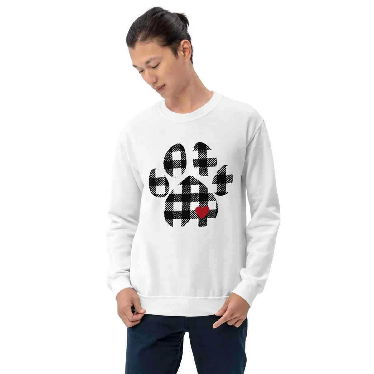 Black Plaid Dog Paw Sweatshirt