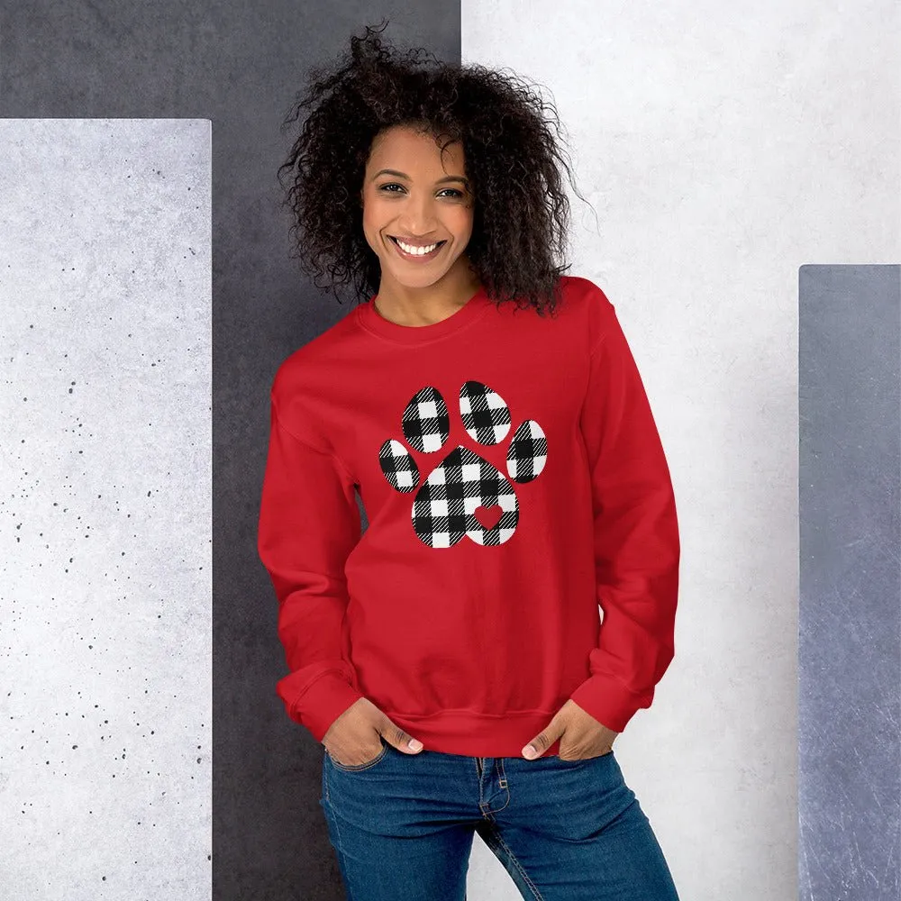 Black Plaid Dog Paw Sweatshirt