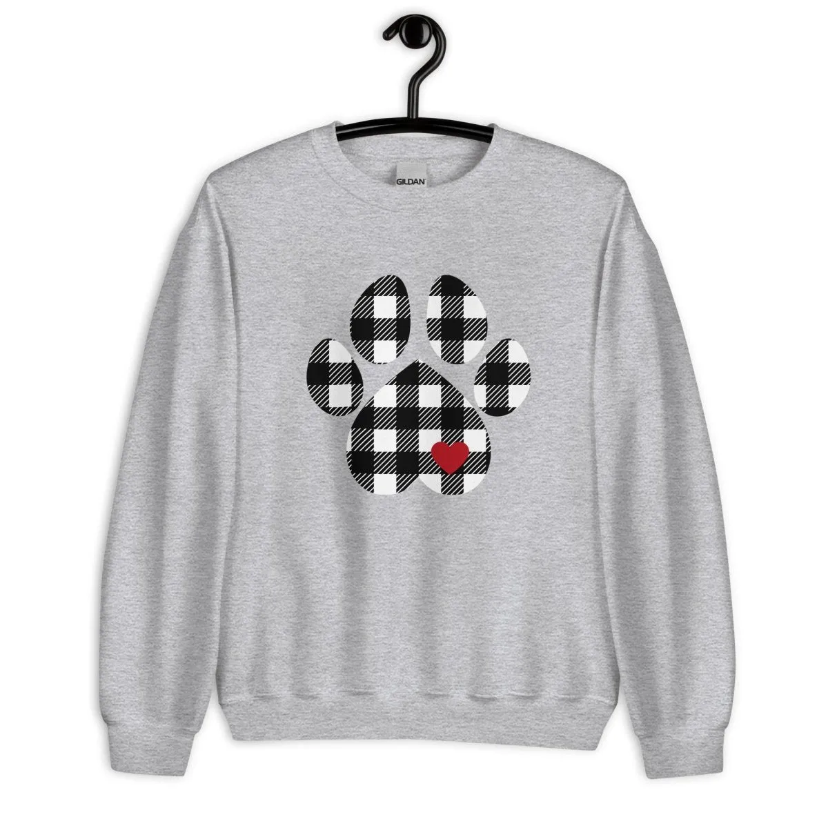 Black Plaid Dog Paw Sweatshirt