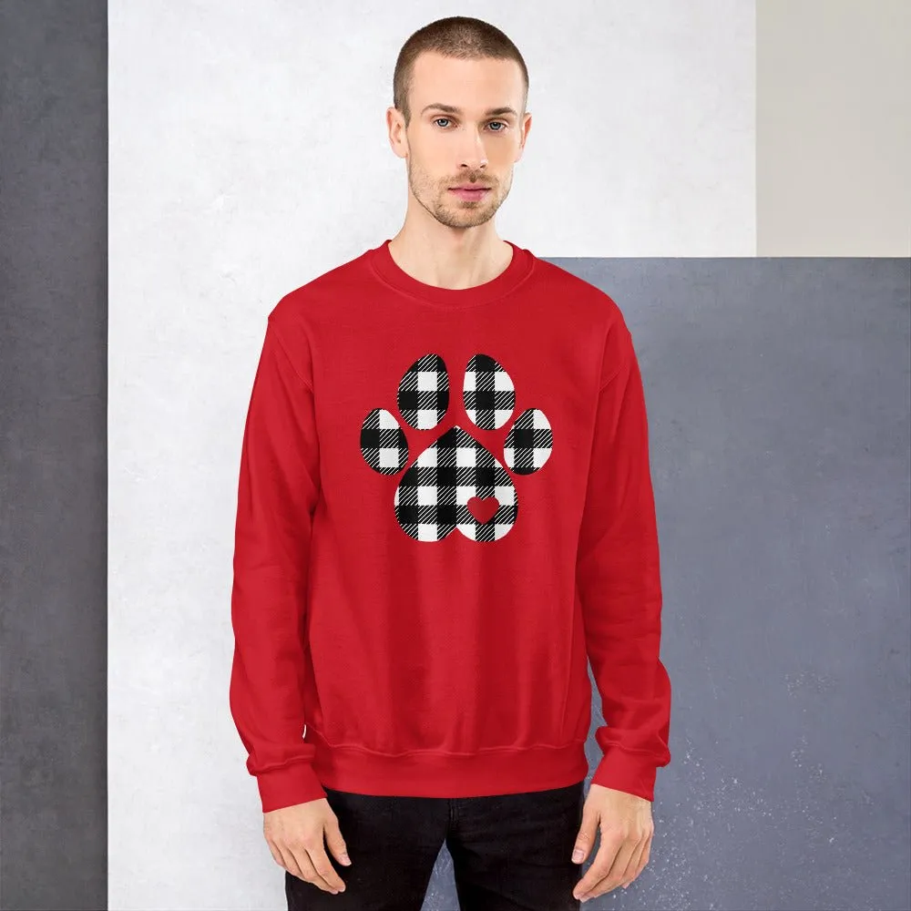 Black Plaid Dog Paw Sweatshirt