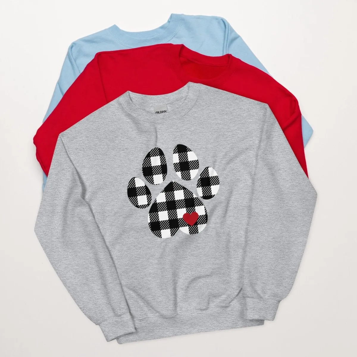 Black Plaid Dog Paw Sweatshirt