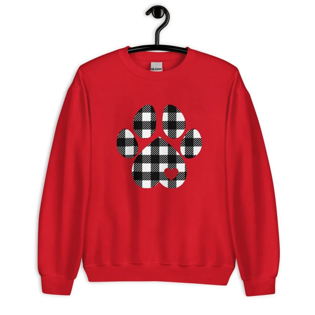 Black Plaid Dog Paw Sweatshirt