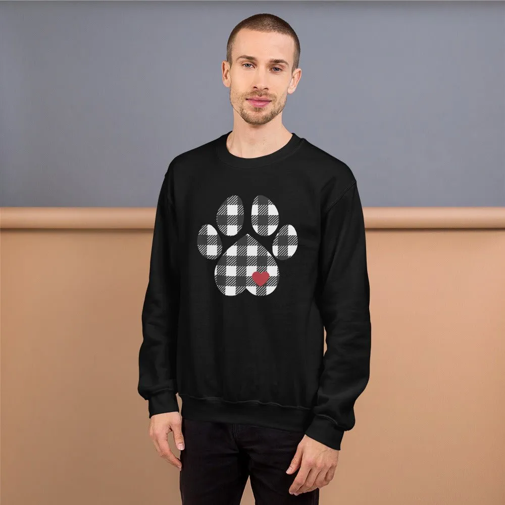 Black Plaid Dog Paw Sweatshirt