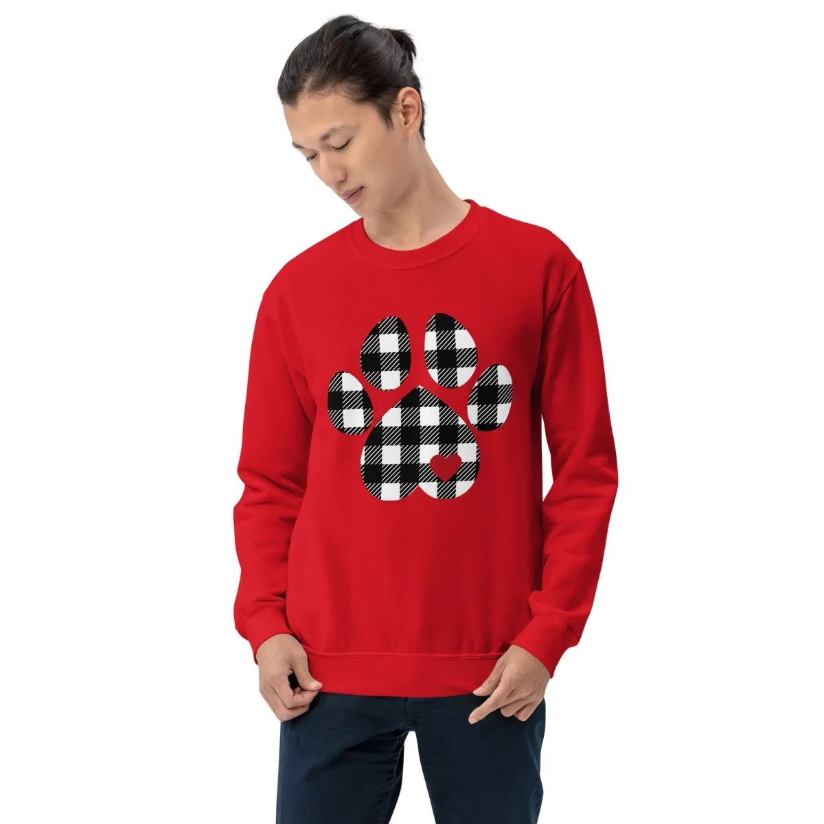 Black Plaid Dog Paw Sweatshirt