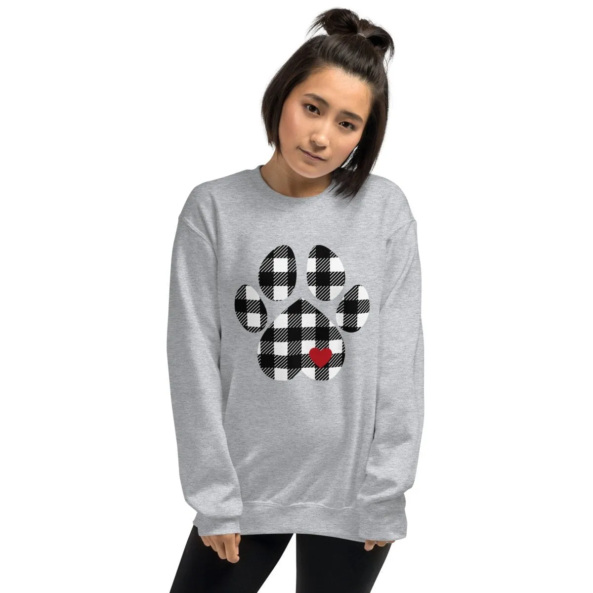 Black Plaid Dog Paw Sweatshirt