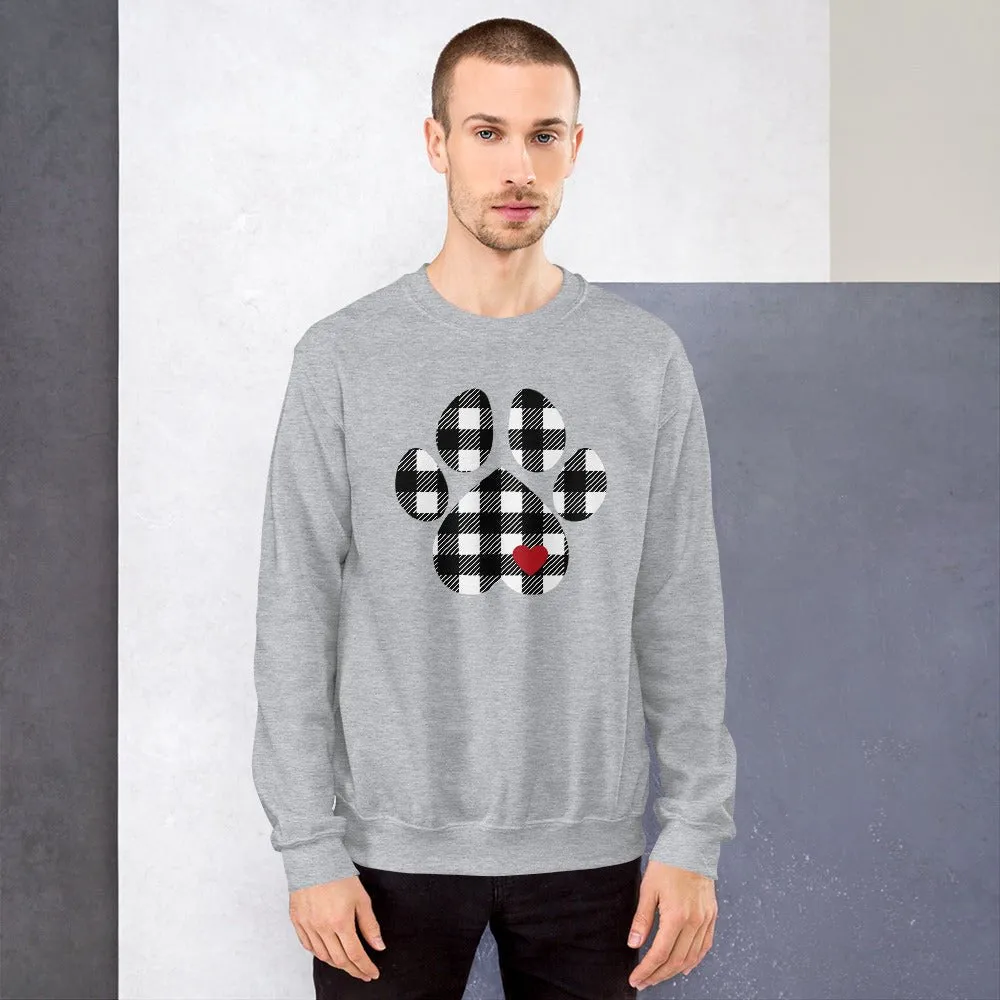 Black Plaid Dog Paw Sweatshirt