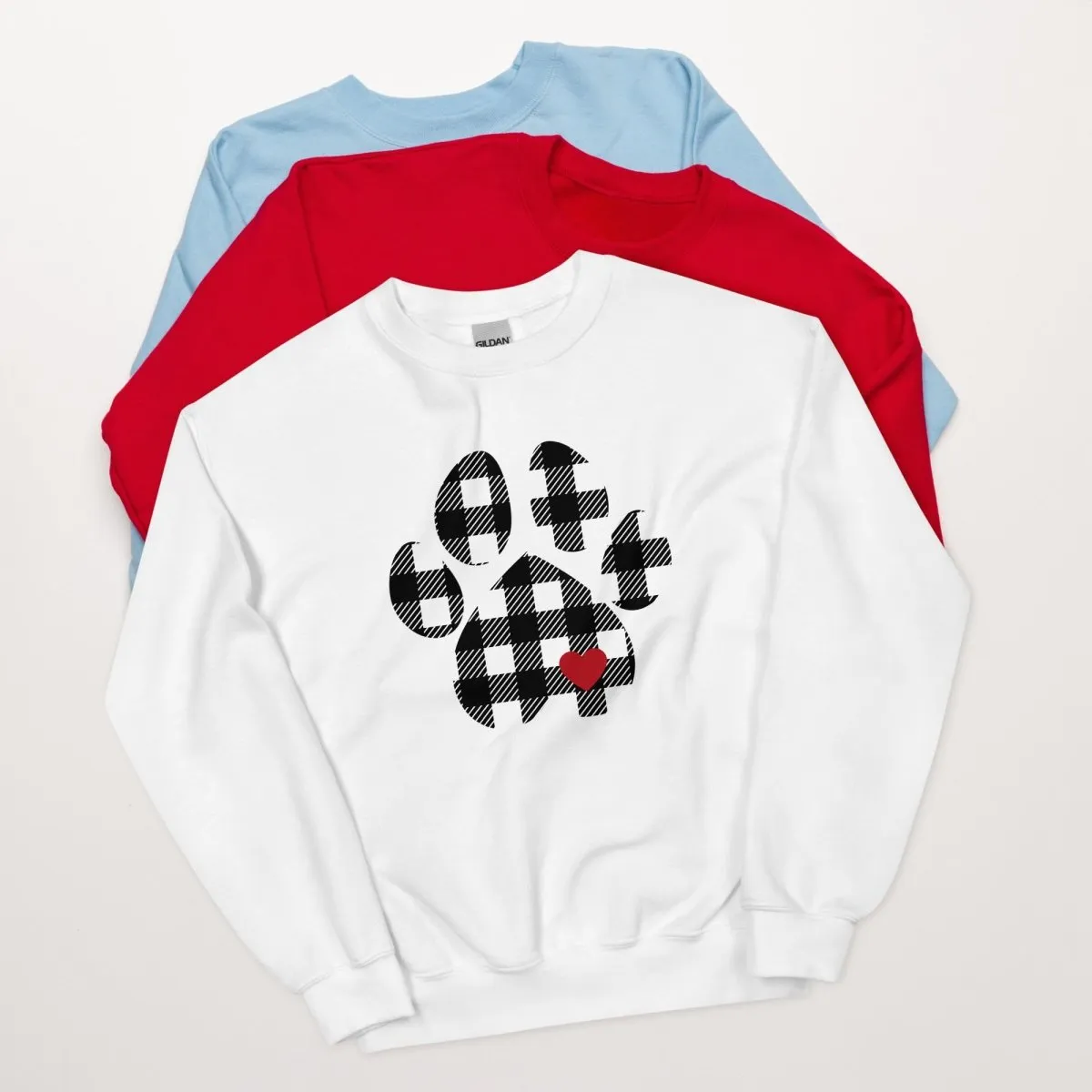 Black Plaid Dog Paw Sweatshirt