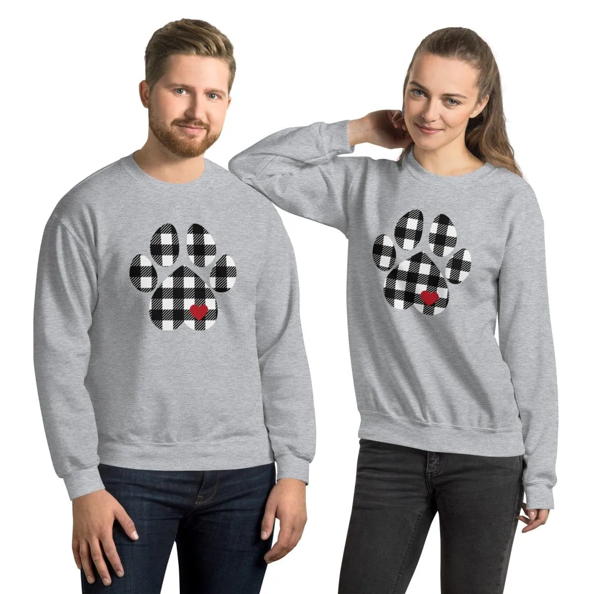 Black Plaid Dog Paw Sweatshirt