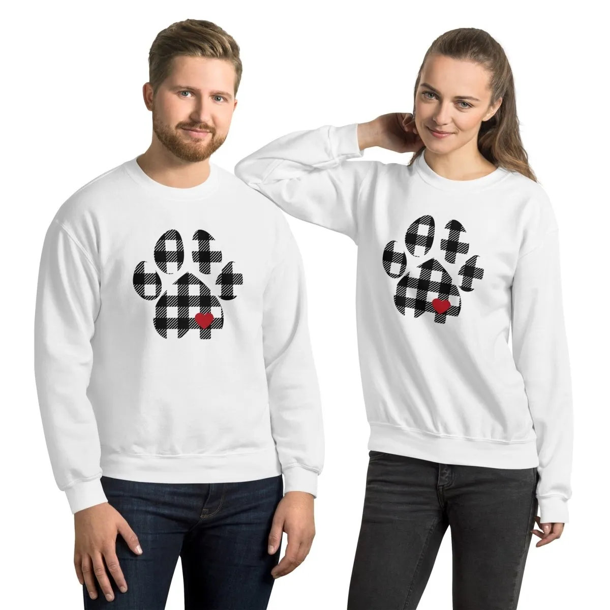 Black Plaid Dog Paw Sweatshirt