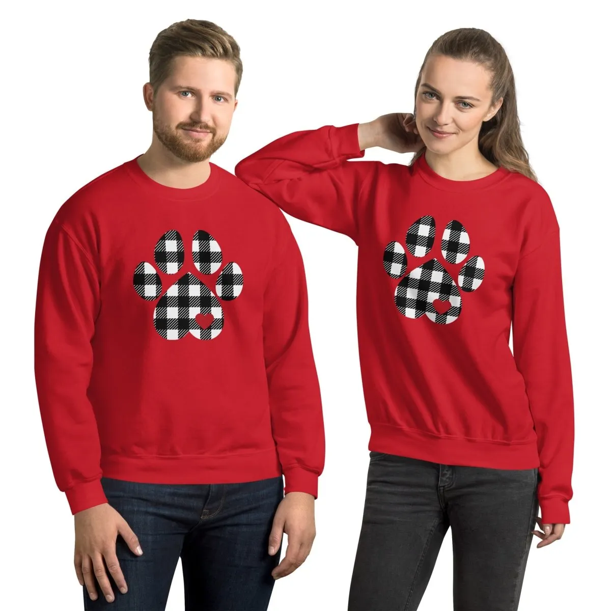 Black Plaid Dog Paw Sweatshirt