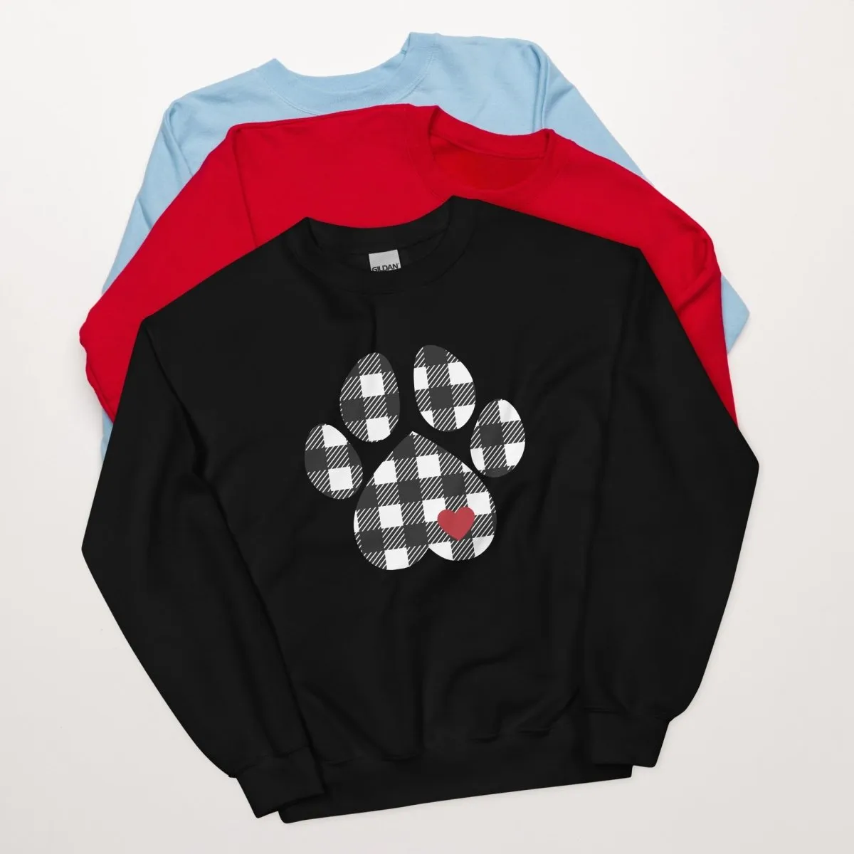 Black Plaid Dog Paw Sweatshirt