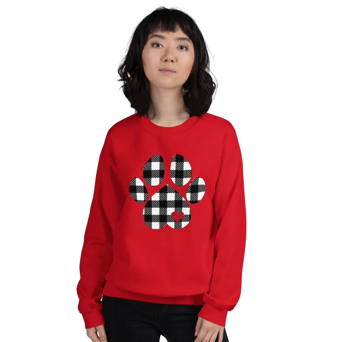 Black Plaid Dog Paw Sweatshirt