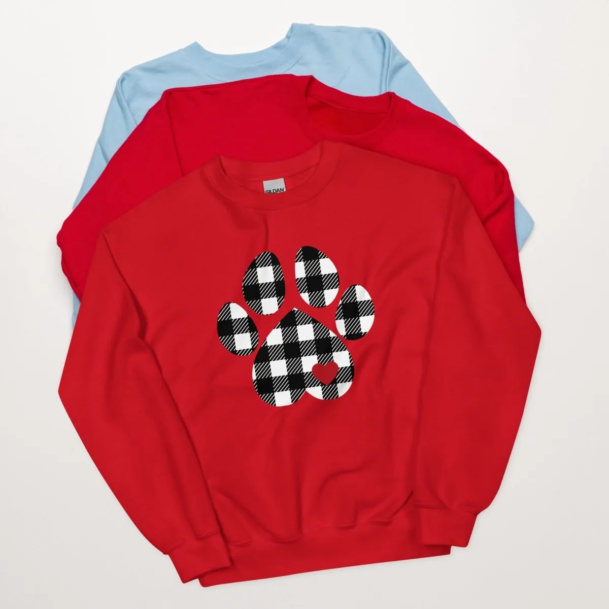 Black Plaid Dog Paw Sweatshirt