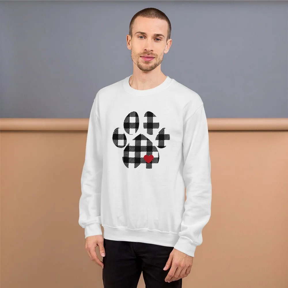 Black Plaid Dog Paw Sweatshirt