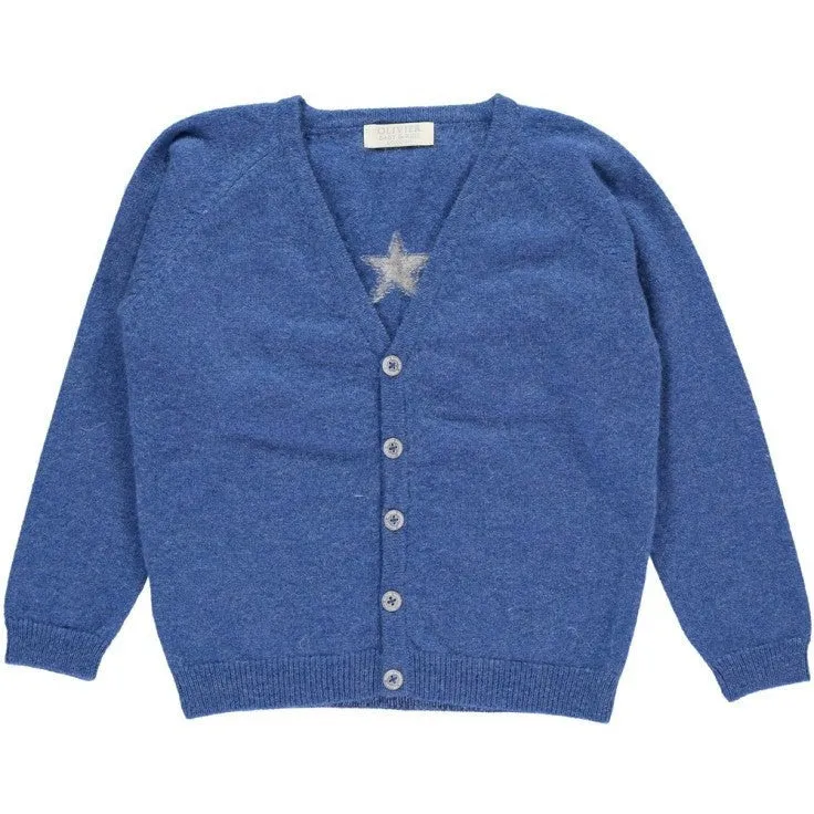 Blue Cashmere Cardigan with Small Star