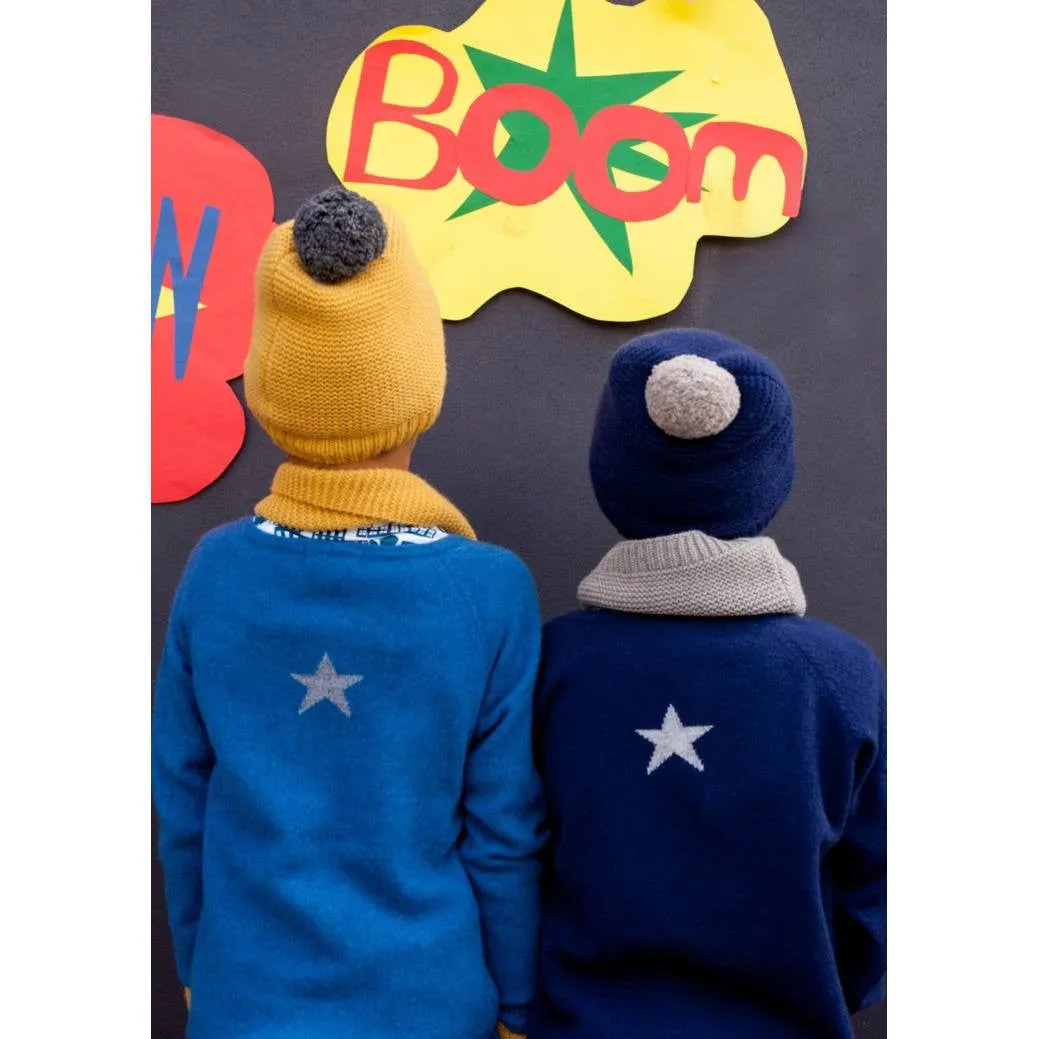 Blue Cashmere Cardigan with Small Star