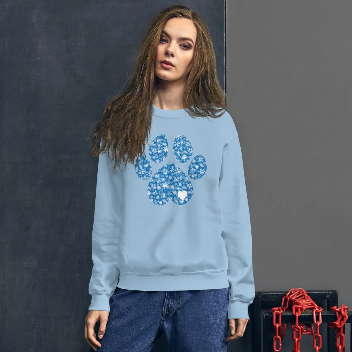 Blue Snowflake Dog Paw Sweatshirt