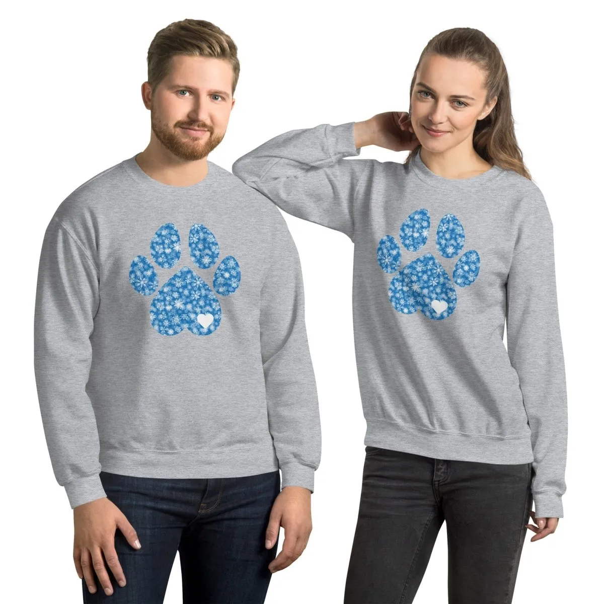 Blue Snowflake Dog Paw Sweatshirt