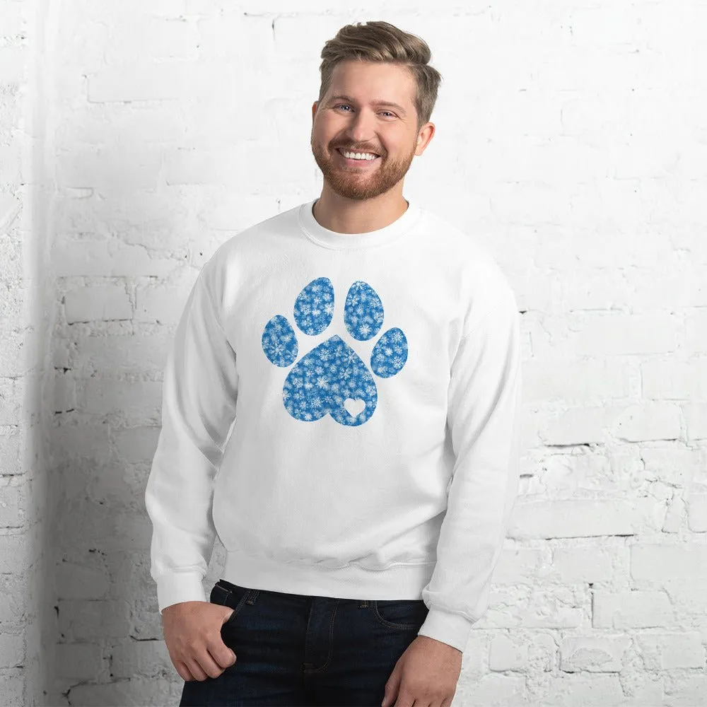 Blue Snowflake Dog Paw Sweatshirt
