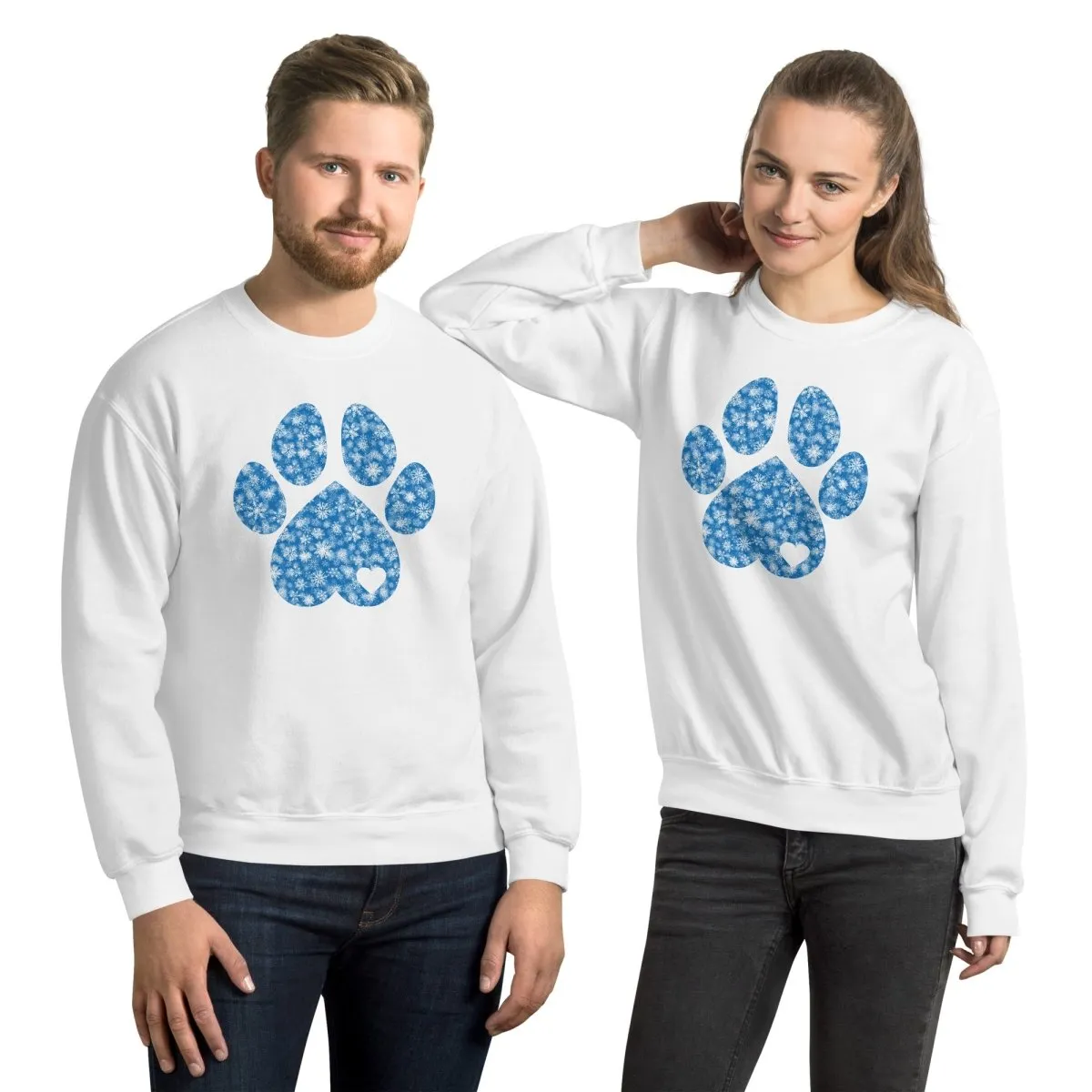 Blue Snowflake Dog Paw Sweatshirt