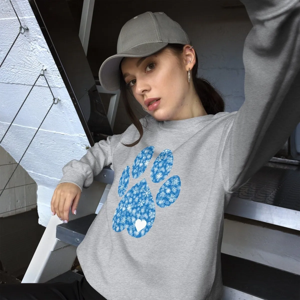 Blue Snowflake Dog Paw Sweatshirt