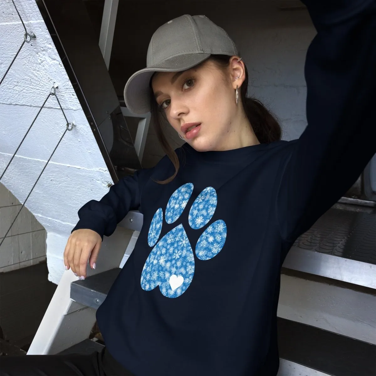 Blue Snowflake Dog Paw Sweatshirt