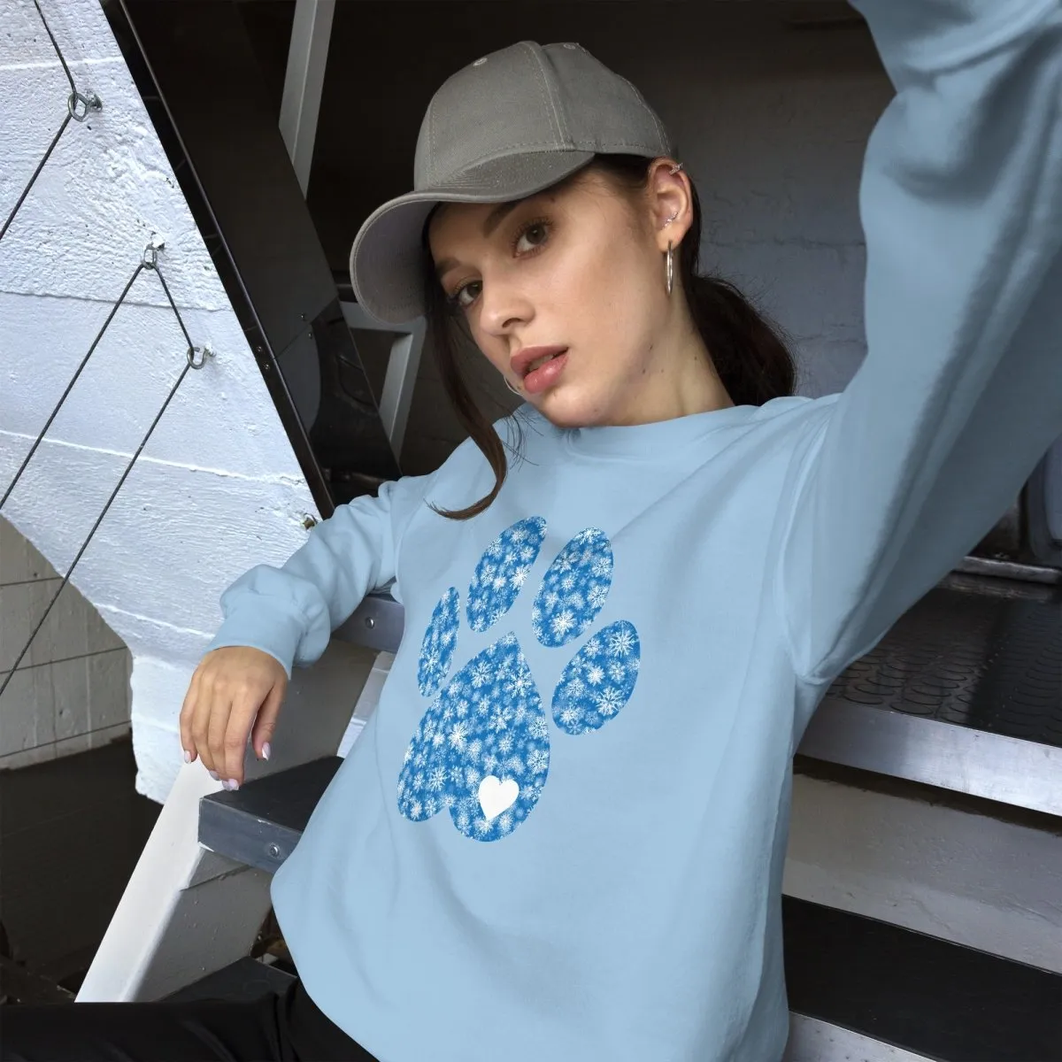 Blue Snowflake Dog Paw Sweatshirt