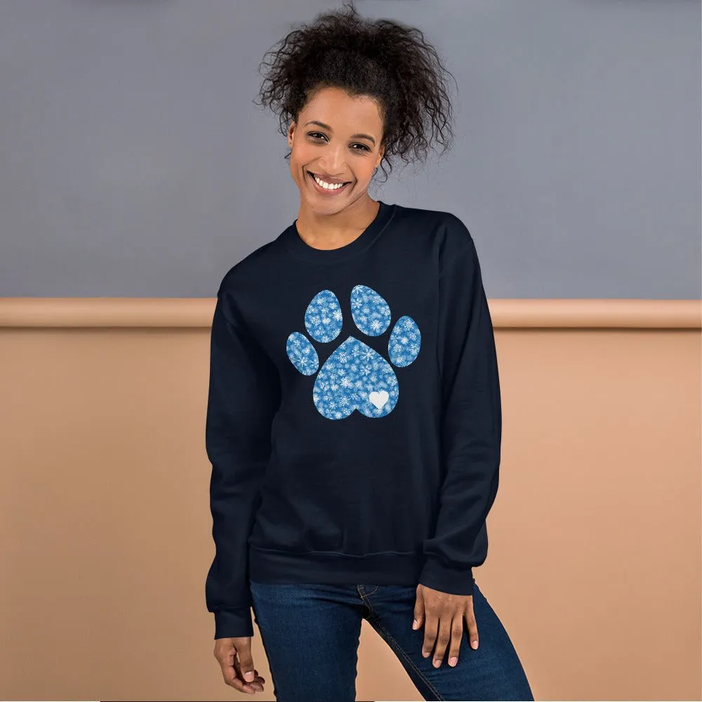 Blue Snowflake Dog Paw Sweatshirt
